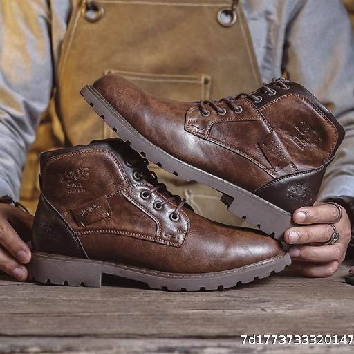 Martin boots, men's shoes, retro British style boots, fashionable high cut workwear boots
