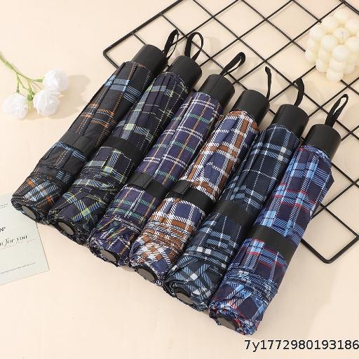  Grid Umbrella Reinforced Folding Lightweight Sunny Umbrella Dual purpose Business Umbrella Manufacturer Men's and Women's Universal Umbrella Wholesale