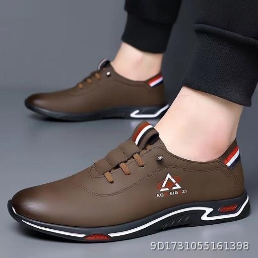 Men's Shoes 2024 Men's Casual Leather Shoes Soft Bottom Soft Surface Breathable Heat Dissipation Men's Bean Shoes