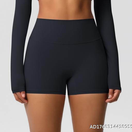 Solid color double-sided brushed high waist tight fitting hip lifting yoga shorts