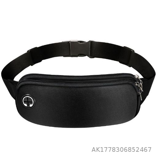  Running waist bag, men's and women's sports phone bag, waterproof fitness marathon equipment riding bag, multi-layer double zipper waist bag