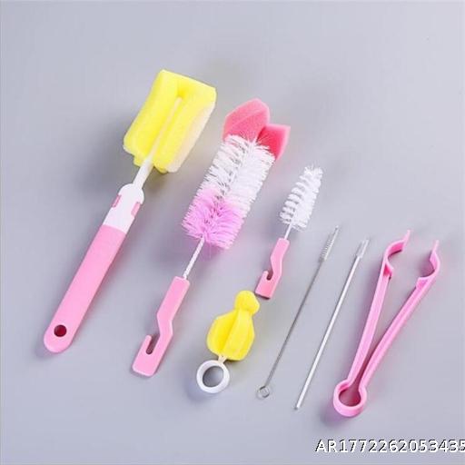 [Wholesale price 20 pieces] 7-piece set of bottle brush, sponge washing bottle brush, nipple brush, straw bottle clip brush, storage straw brush set