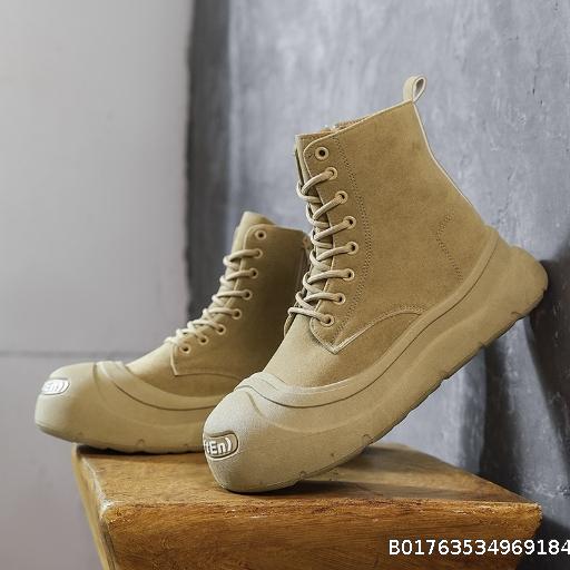 Large size autumn and winter new high top faux leather velvet casual workwear men's boots daily versatile niche men's Martin boots