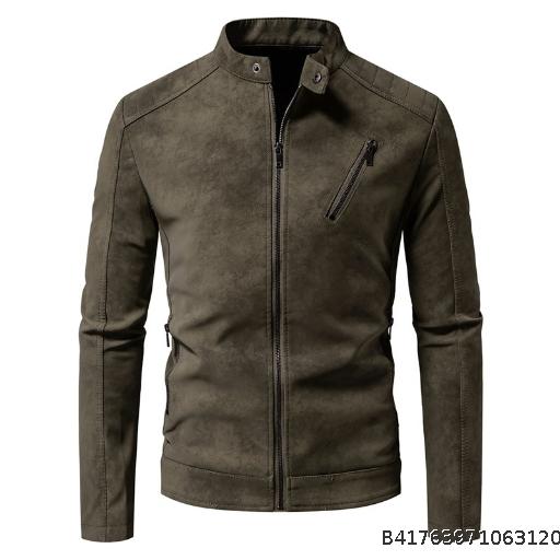 Thick Velvet Leather Jacket PU Leather Men's Leather Jacket