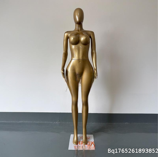  High end electroplated plastic female model window display rack, golden baked paint, perfect simulation of female body model