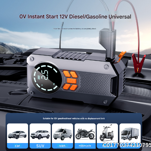 Emergency Start Power Supply for Car Inflator Pump Multi functional 12V Car Wireless Portable Inflator Pump Electric Air Pump