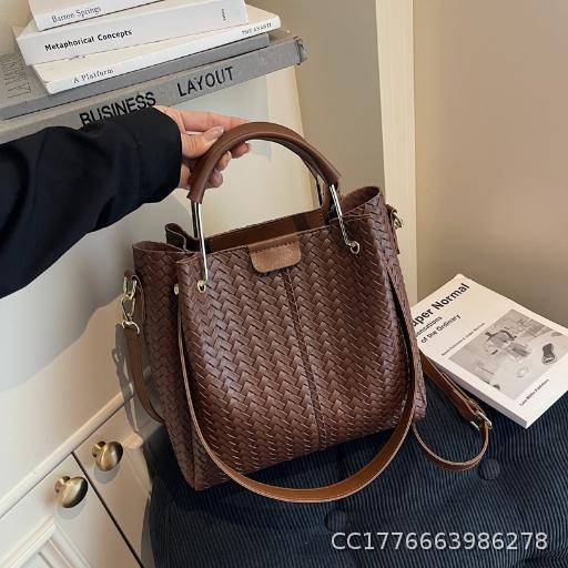  Handbag, Women's Bag, High Quality Texture Weaving, Indentation, Water Bucket Bag, Large Capacity Single Shoulder Crossbody Bag, Daily Commuter Bag