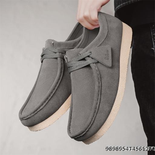  Sandblasted Snail Shoes, Internet Famous Popular Soft soled Casual Leather Shoes, One Step Stepping Bean Shoes, Men's Shoes