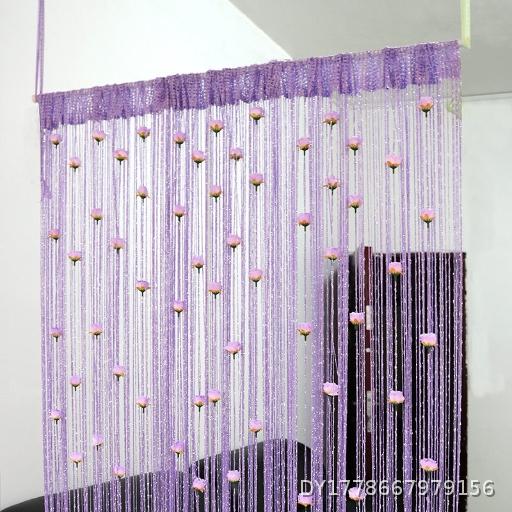  Cross border Explosive Rose Thread Curtain 1 * 2 Silver Thread Flower Wearing Curtain, Door Curtain, Dense Finished Partition Curtain, Tassel Curtain