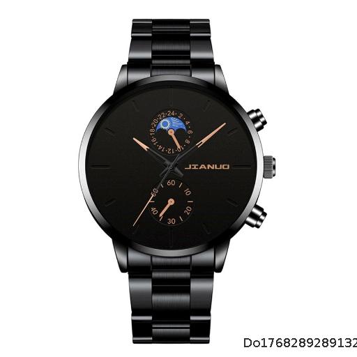 Popular Fake Two Eyes Men's Steel Belt Watch Business Leisure Calendar Free Quartz Watch Men's Edition