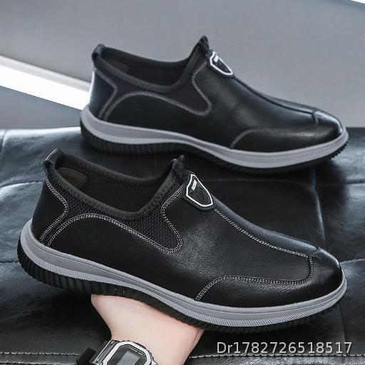  [Wholesale 6 pairs] Soft Leather Board Shoes 2026 Spring Men's Soft Leather Business Leisure British Style Breathable One Step Stepping Middle aged Dad Leather Shoes