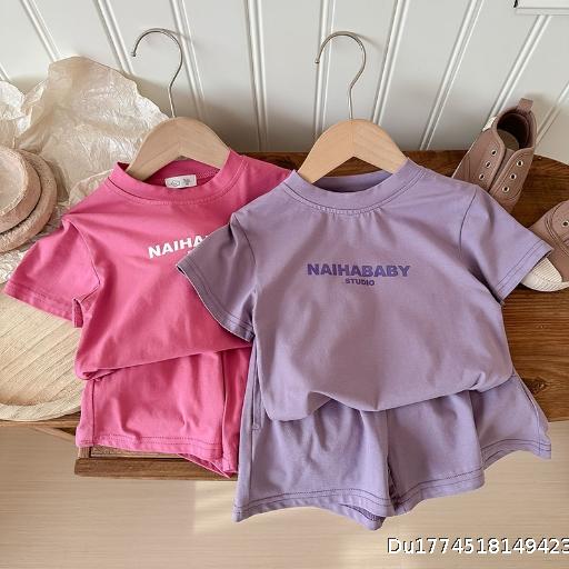 Children's Set 2026 Summer Edition Boys and Girls' Loose and Comfortable Korean Printed Letter Siblings' Sports Set