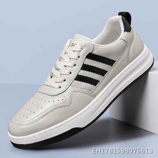 New Classic Versatile Head Layer Cowhide Breathable Men's Casual Shoes Fashionable and Comfortable Outdoor Sports White Shoes Men's Shoes