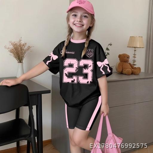Children's Clothing Versatile T-shirt Shorts Set 23 Digital Elements Children's Two Piece Set
