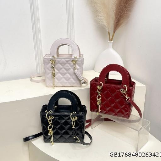  Lingge Embroidery Thread Handbag, Casual Single Shoulder Cross Shoulder Small Square Bag