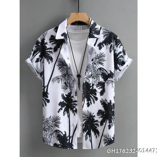 2025 Hot Selling Hawaiian Style Men's Short-Sleeve Shirt 3D Digital Printing