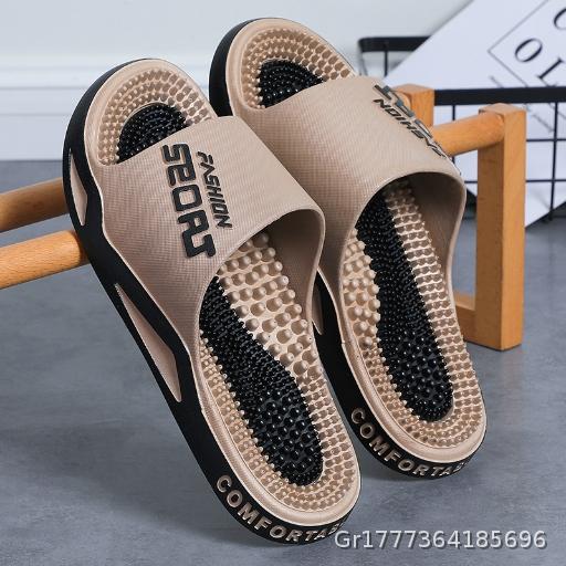  Massage Slippers for Men, Bathroom Acupoint Foot Therapy, Home Furnishings, Indoor Men, Cool Dragging, Summer