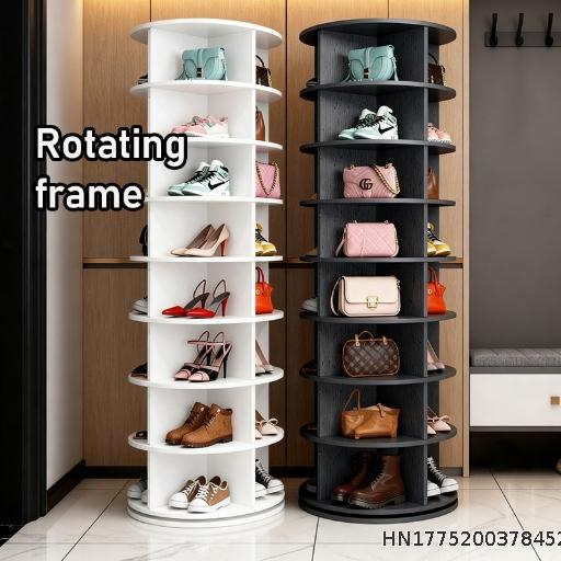  Rotating shoe rack, floor to ceiling shopping mall storage rack, multi-layer simple bag display rack, 360 degree home entrance shoe cabinet