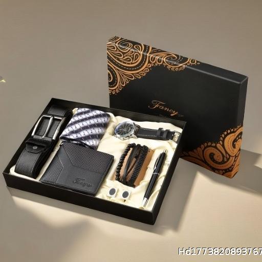 Watch Set Business Gift Wallet Tie Watch Belt Gift for Men's Birthday Gift Father's Day Gift