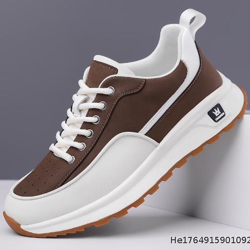2025 Spring and Autumn New Men's Sports Style Casual Leather Shoes Men's Youth Versatile Thick Bottom White Shoes Trendy Shoes Men's 126