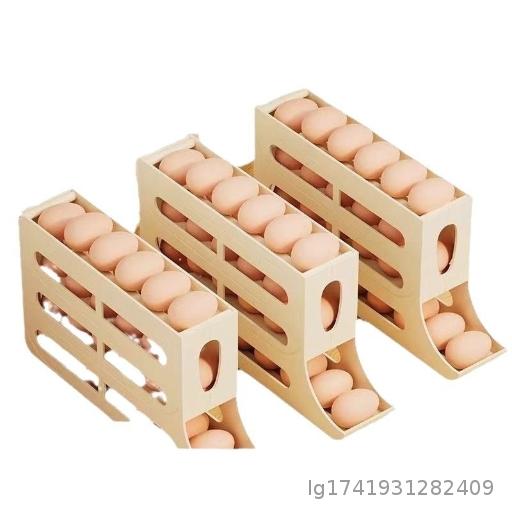 Kitchen Egg Storage Box Four layer Slide style Refrigerator Egg Rack Automatic Roll off Egg Rack Egg Box Anti drop