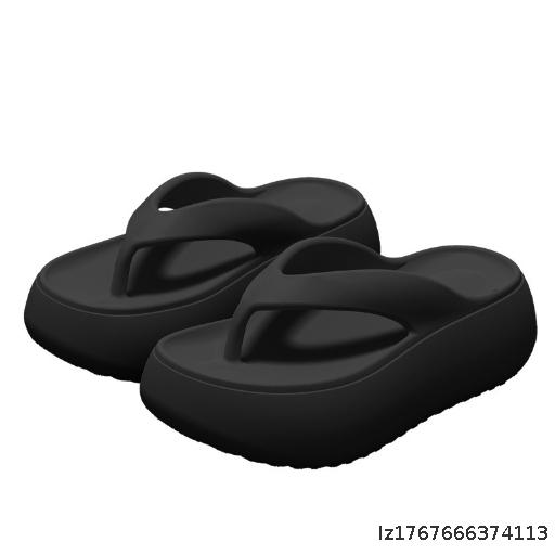  Thick bottom flip flops with a strong sense of stepping on poop, women's 2025 summer new style, fashionable and versatile for outdoor wear, anti slip, beach cool sandals