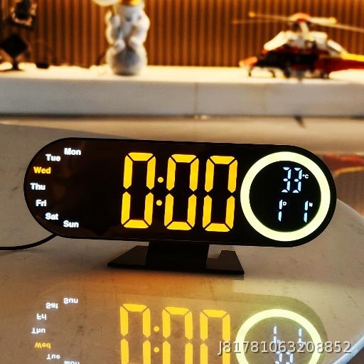 Creative RGB Alarm Clock Large Screen Digital Mirror Electronic Clock LED Colorful New Alarm Clock Student Desk Clock