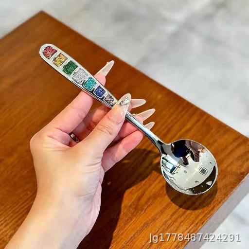 Enamel tableware spoon Household eating spoon Western food rice dumpling spoon thickened