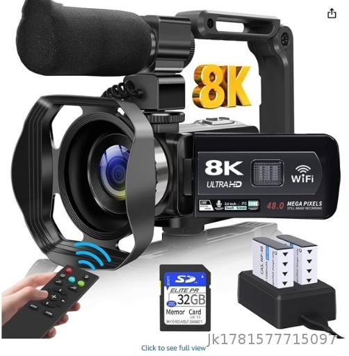 8K Handheld Digital Camera 48 megapixel Outdoor Photography Remote Control Live Streaming