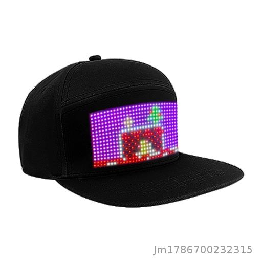  LED Hat Display Screen Bluetooth APP Sending Color LED Luminous Hat