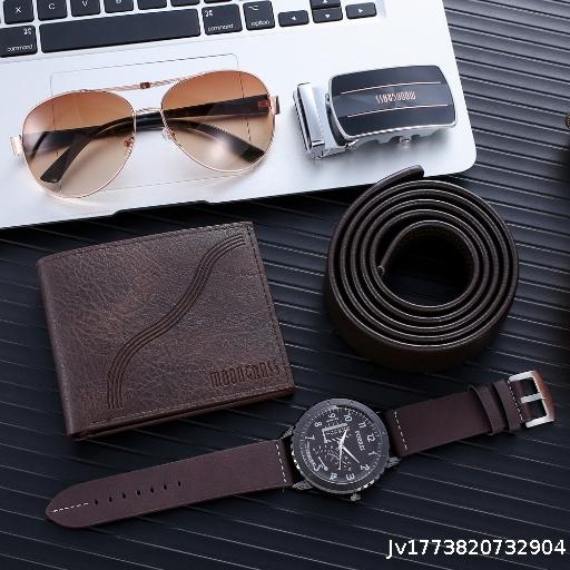 A08223men Gift Set Business Gift Set Wallet+Belt Belt Belt+Glasses+Watch 4pcs/s