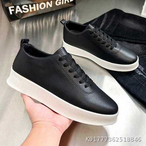  Black Men's Shoes, One Step Skateboarding Shoes, Round Head Lazy Shoes
