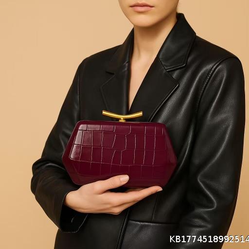  Women's New European and American Single Shoulder Diagonal Cross Bag, Shaped Crocodile Pattern Handheld Bag, Fashionable Wedding Banquet Bag