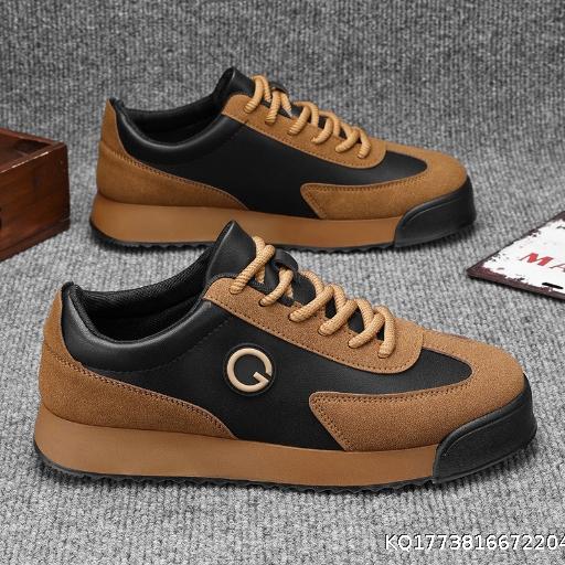  Casual Flat Shoes for Youth, Waterproof Leather Surface, Thick Bottom, Increased Height