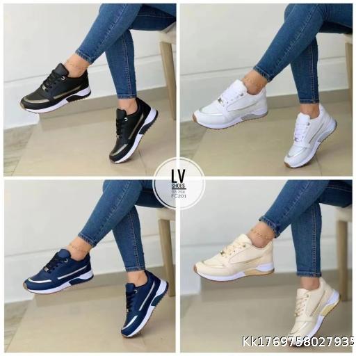 2025 Autumn New Color blocked Thick soled Lightweight Casual Single Shoe Cross Lace Casual Sports Shoe Single Shoe