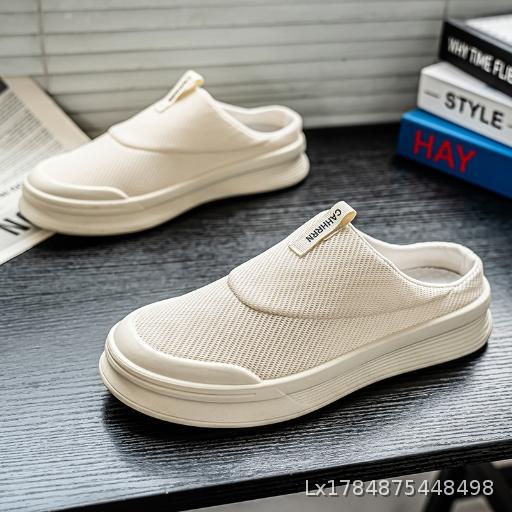  Xia High Quality Canvas Breathable Half Top Men's Boken Shoes Ultra Light One Step Shoes Men's Shoes