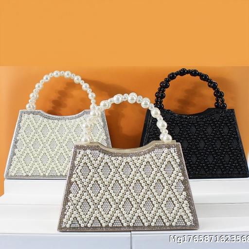Women's Bag Exquisite Large Capacity Handbag Banquet Bag Party Bag Pearl with Diamond Banquet Bag