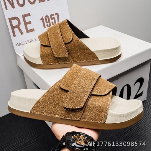 Soft Bottom Comfortable One Word Drag Bocken Velcro Fashion Versatile Slipper