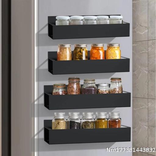  Magnetic refrigerator, microwave oven, washing machine, side shelf, storage box, magnetic non perforated wall mounted kitchen storage