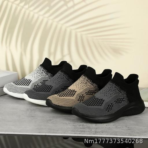 New Casual Shoes Breathable Flyknit Sports Shoes Men's Foot Cover One Step Lightweight and Versatile Running Shoes