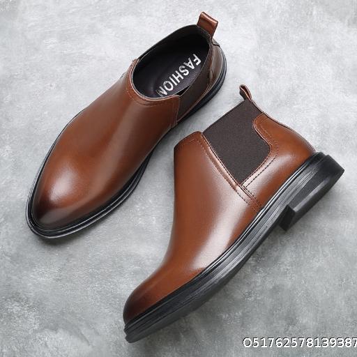 Men's Chelsea Boots Business Casual Men's Formal Boots Large Pointed British Boots Martin Boots Coarse Heel Boots