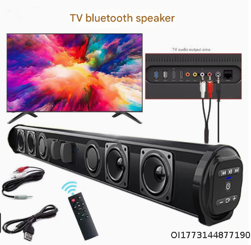 Wireless Bluetooth Speaker&Long Bar Soundbar TV Echo Wall Speaker Can Connect to Computer Projector USB Play