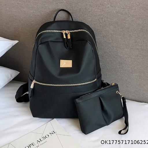 Backpack Simple Fashion Large Capacity Solid Color Nylon Backpack 2-Piece Set for Men and Women's Casual Backpack