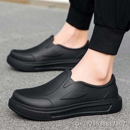  Large size non porous shoes for men, non slip chef's hotel work shoes, waterproof and lightweight sandals for one foot on