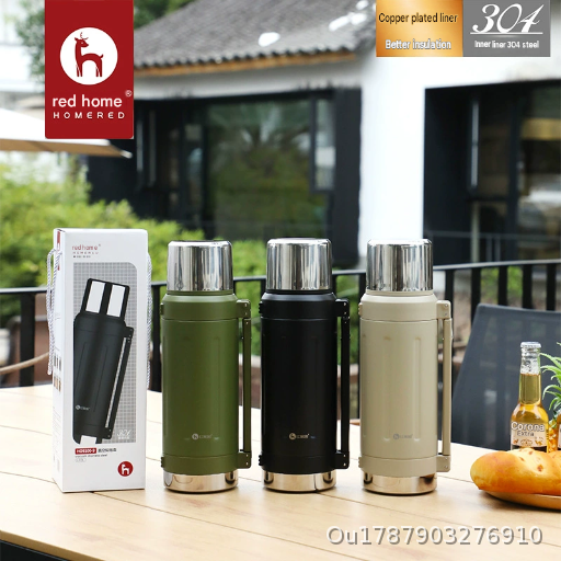  New 2L Vacuum Travel Pot 304 Copper Plated Inner Pot Insulated Cup Outdoor Camping Large Capacity Stewing Pot