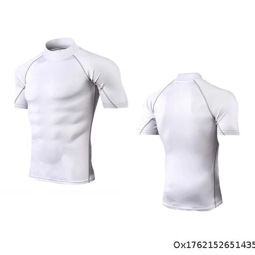  Hot selling European and American sizes in stock, fitness, tight fitting, abdominal tightening, sports, body shaping, breathable, quick drying, training, high neck short sleeved shirt