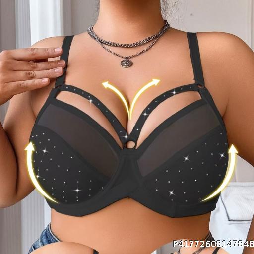  Half transparent mesh with polka dots, plus size bra, steel ring gathered, collection of accessory bras, women's underwear