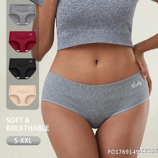 Middle waist pure cotton women's underwear English label comfortable triangle pants