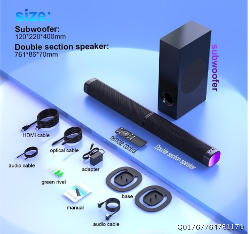 SoundBar 2.1 Bluetooth Speaker Home Theater TV Echo Wall with RGB Bar Sound Bass