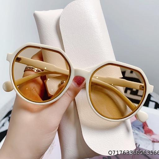  New Beige Jelly Fashion Sunglasses for Women, Trendy Internet Celebrities, Popular Tea Sunglasses